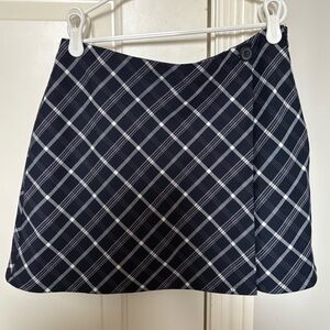 Nordstrom BP Black and Purple Plaid Wrap Skirt